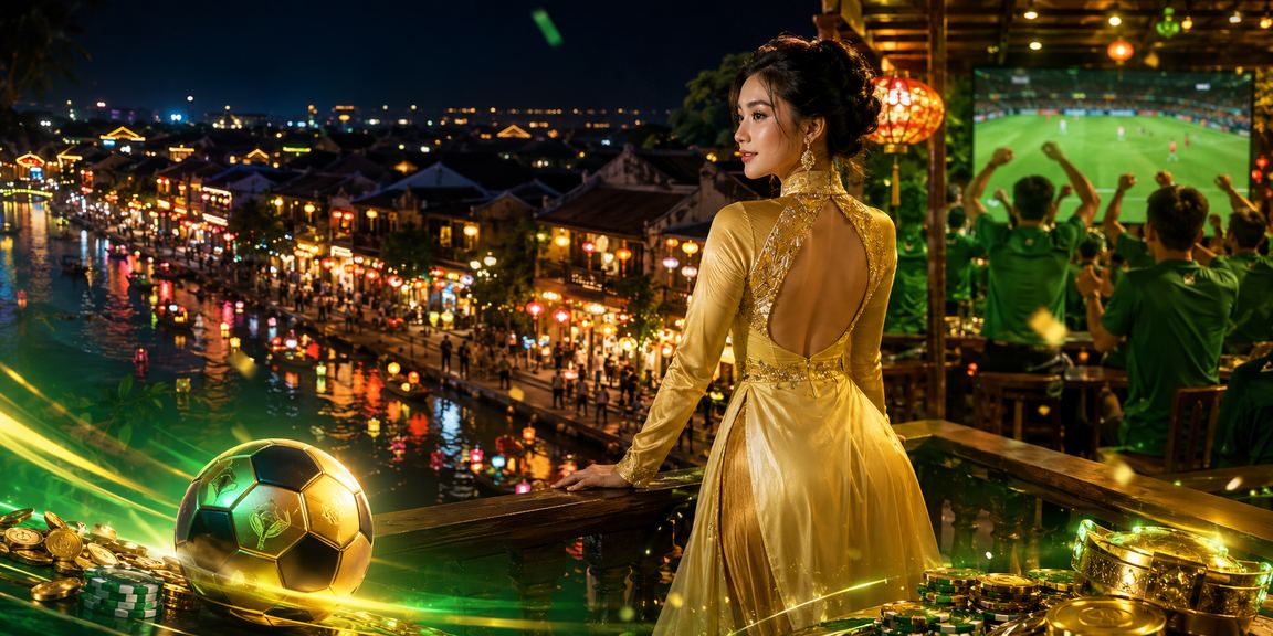 Người chơi tại Hội An xem thông tin tiền thưởng VIP trên điện thoại vào buổi tối