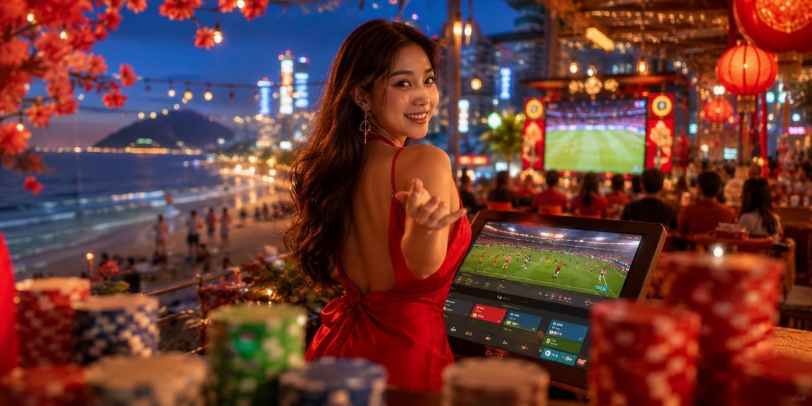 Cảnh biển Vũng Tàu với người dùng xem thông tin casino trên điện thoại